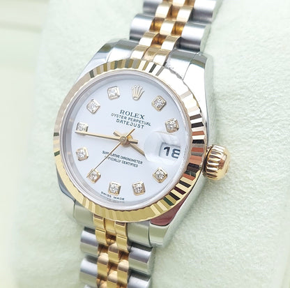 Datejust 36mm Two-tones Fond Blanc Pour Femme