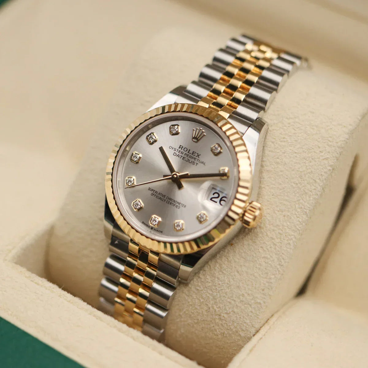Datejust Two-tone fond argenté (chiffres en diamant) 36mm
