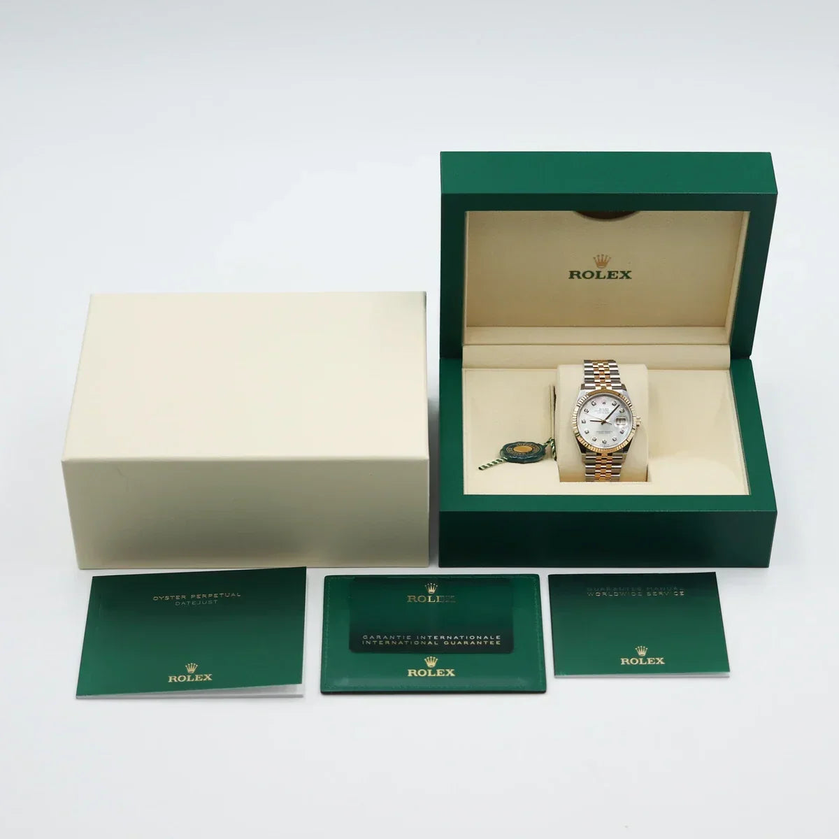 Datejust 36mm Two-tones Fond Blanc Pour Femme