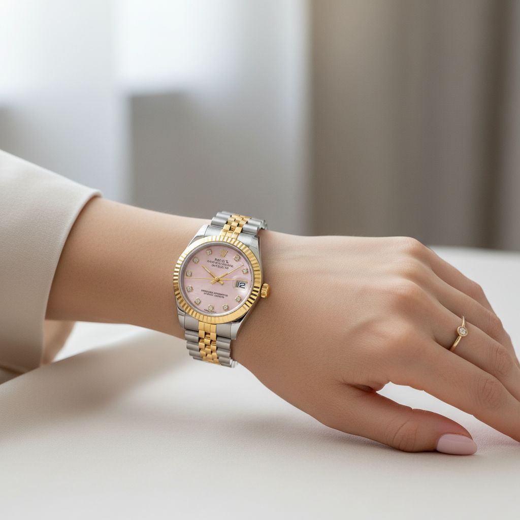 Datejust Rose Poudré – Sur le poignet