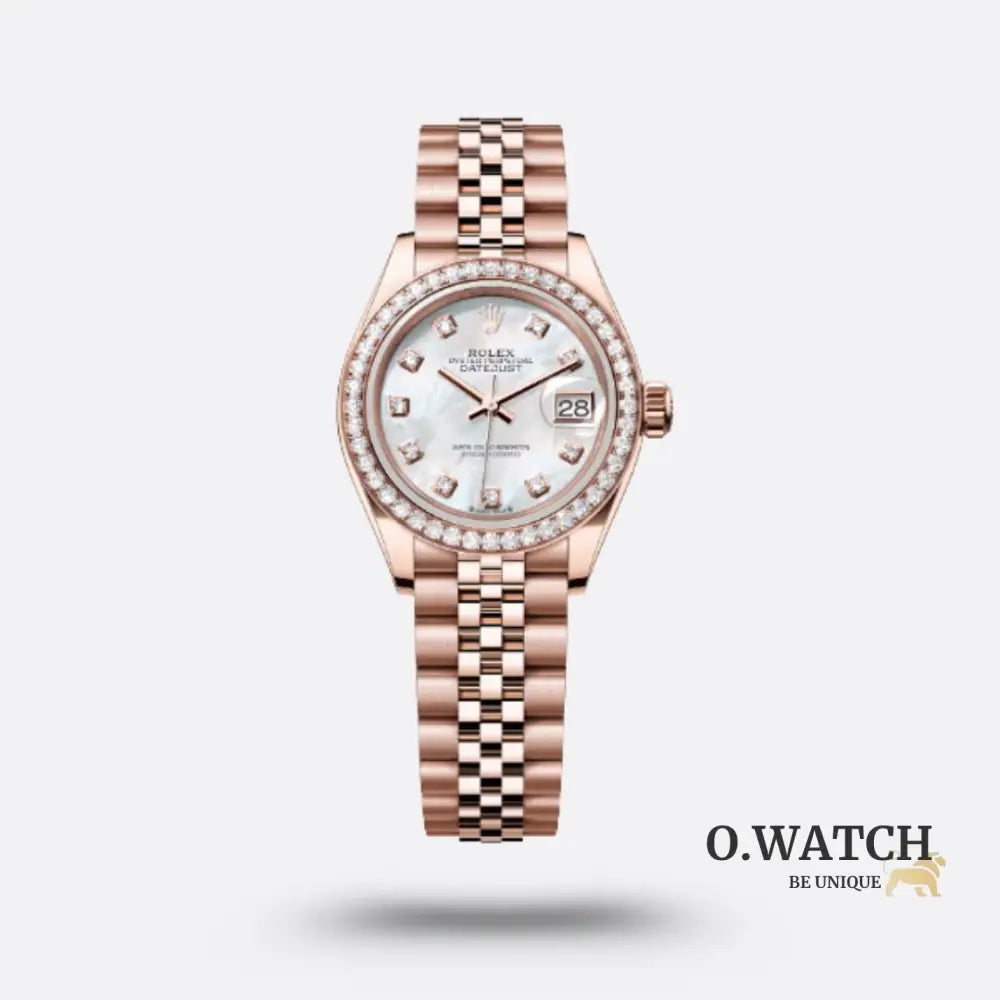 Rolex Lady-Datejust, Nacre Blanche, serti de diamants, or everose et diamants